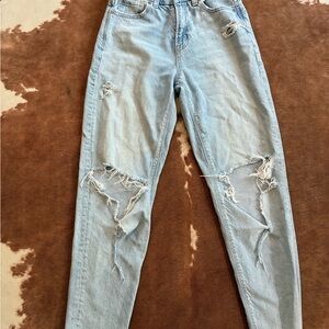 American Eagle Outfitters High Rise Ripped Light Blue Jeans
